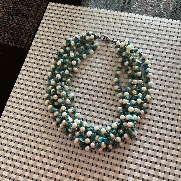 Vintage sterling turquoise and pearl - Picture 4 of 5